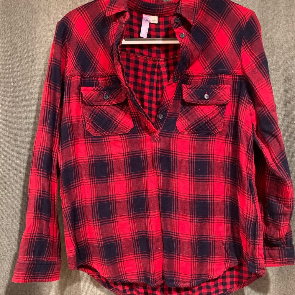 Alya Plaid 1/4 Button Top